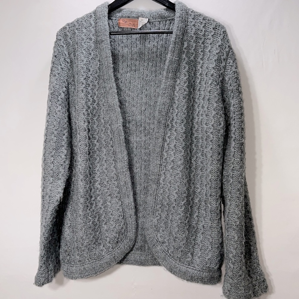 Wye Oaks Dark Grey Jacket Style Open Front Cardigan Sweater Size 44